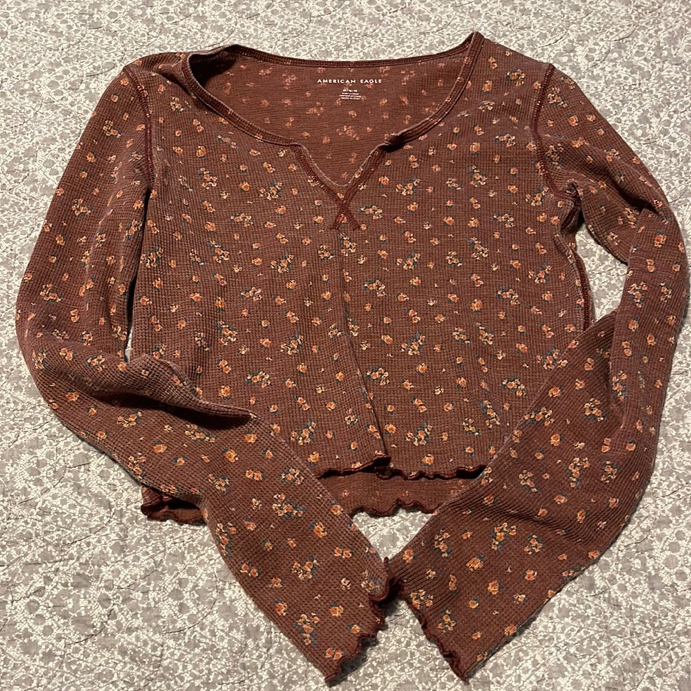 American Eagle Women Long Sleeve Crop Top